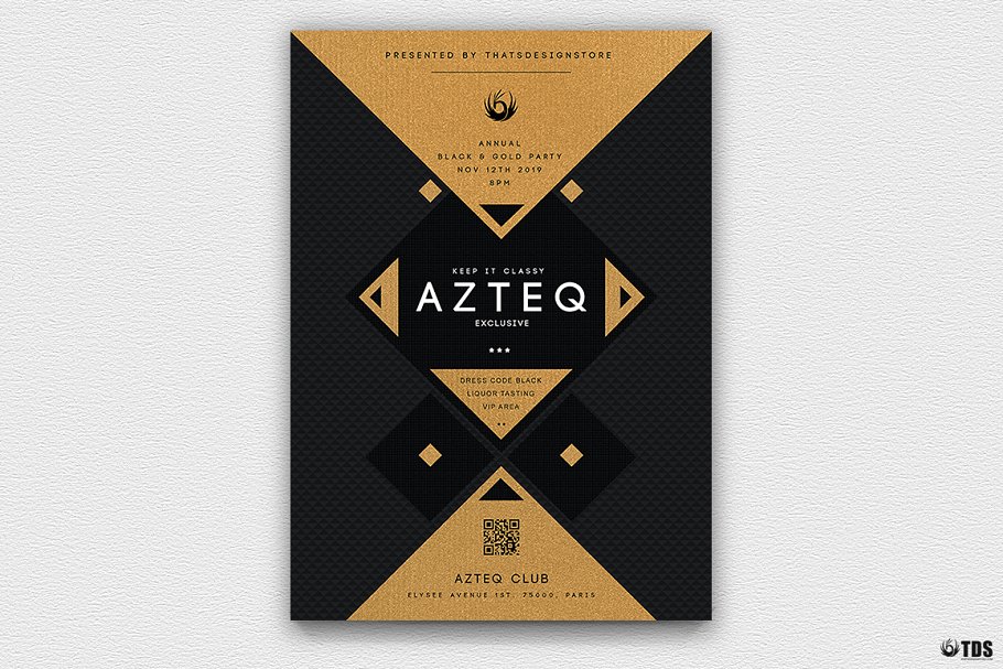 极简主义黑金设计风格PSD海报模板 Minimal Black Gold Flyer PSD V3插图(1)