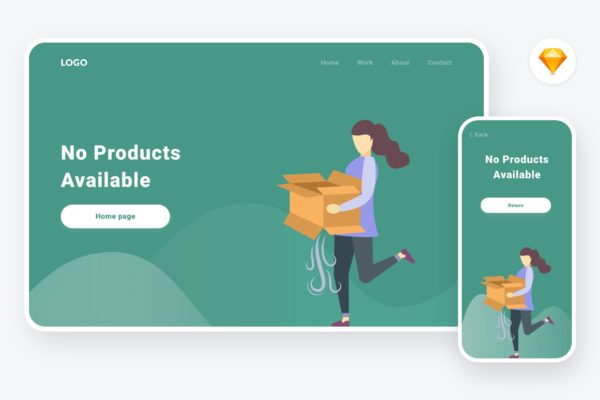 空信箱信息通知主题矢量插画素材v3[SKETCH&amp;SVG] Empty state 4 illustration (Sketch &amp; SVG)