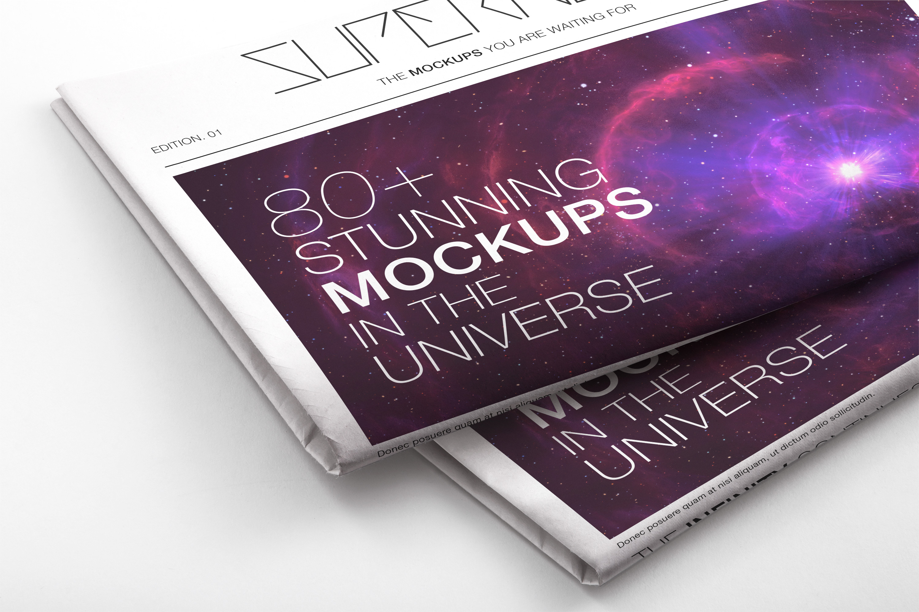 新闻报纸排版版式设计印刷效果局部预览样机02 Newspaper PSD Mockup 02插图