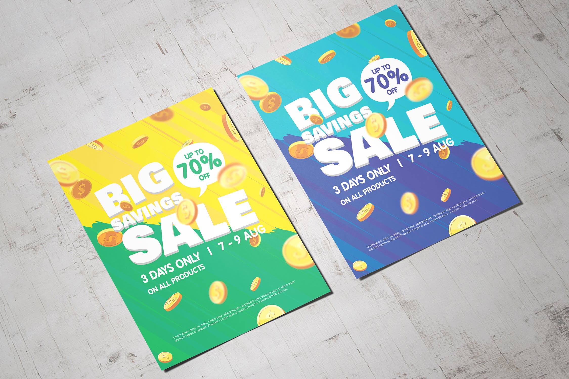 天降金币大型促销活动海报设计模板 Falling Coins Big Savings Sale Poster And Flyer插图(3)