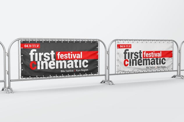 3D护栏Banner广告海报样机 Barrier Banner Mockup插图(6)