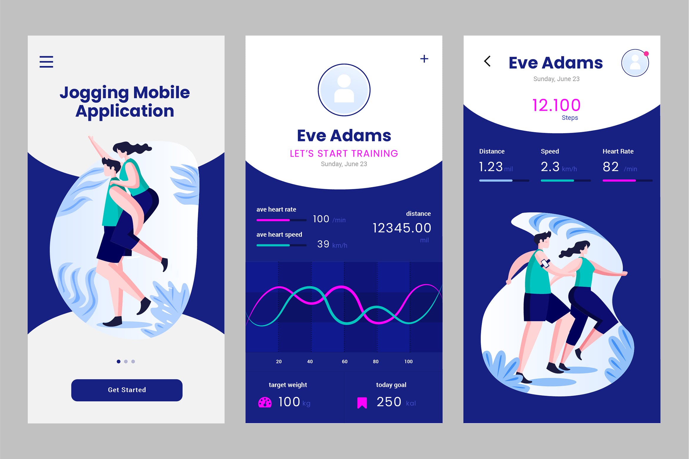 健身跟踪器APP应用程序设计PSD&AI模板 Fitness Tracker Apps PSD and AI Template插图