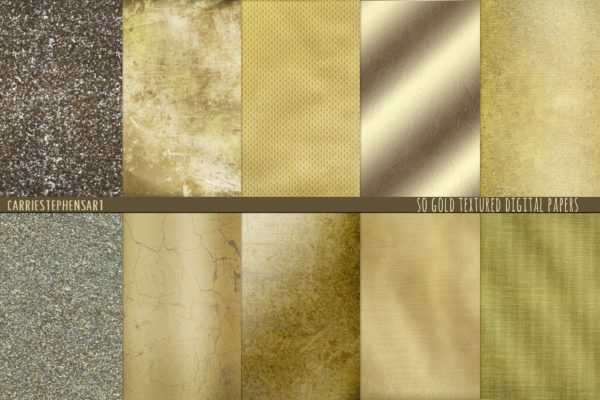 多材质金色浅金色调数码纸张纹理 Gold Digital Background Textures