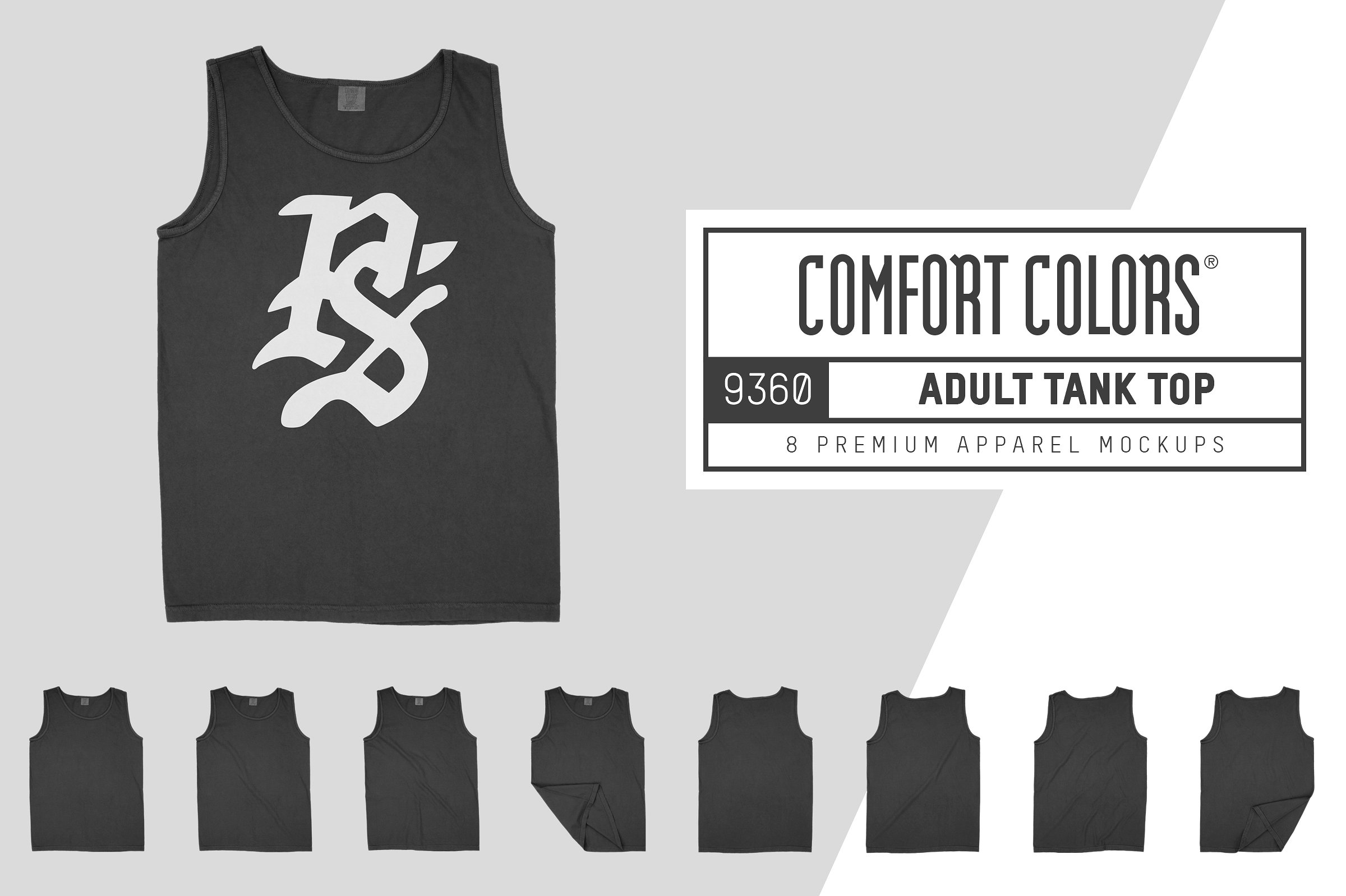 无袖运动背心服装样机 Comfort Colors 9360 Tank Top Mockups插图