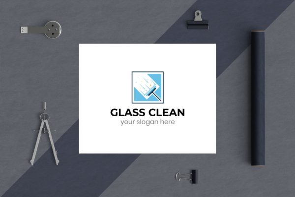 玻璃清洁服务Logo设计素材库精选模板 Glass Clean Business Logo Template