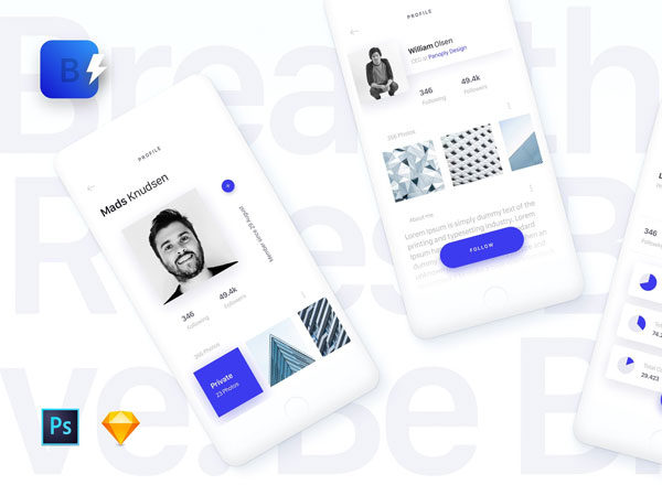 素材库下午茶：简约酷炫的APP UI KITS下载sketch,PSD