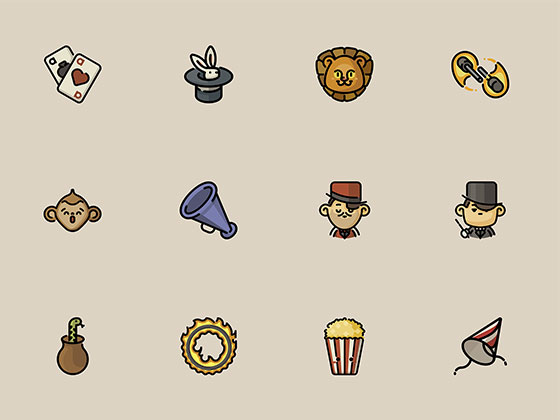 50 枚复古马戏团元素图标素材之家精选sketch素材