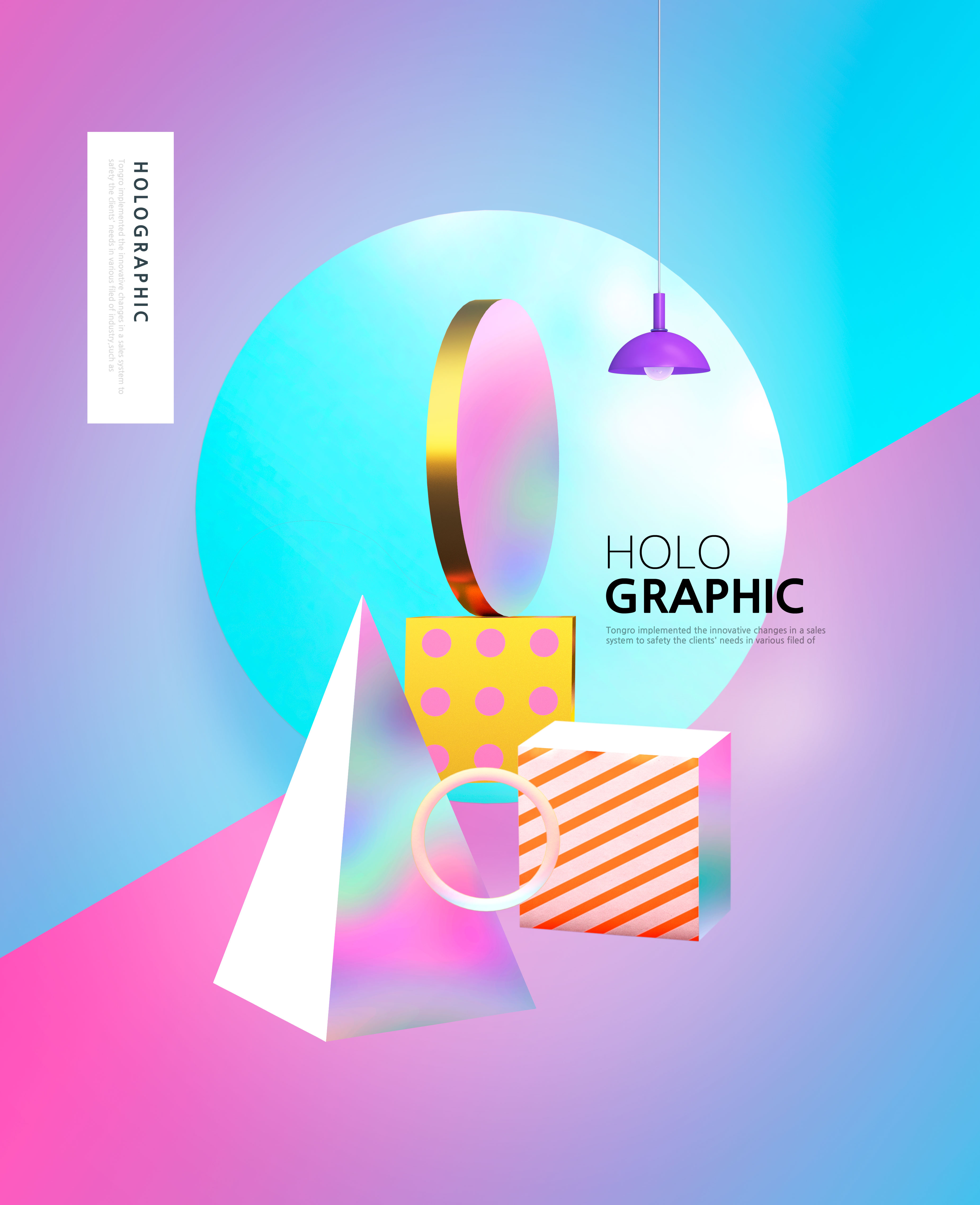 全息炫彩渐变颜色方块积木海报设计素材插图