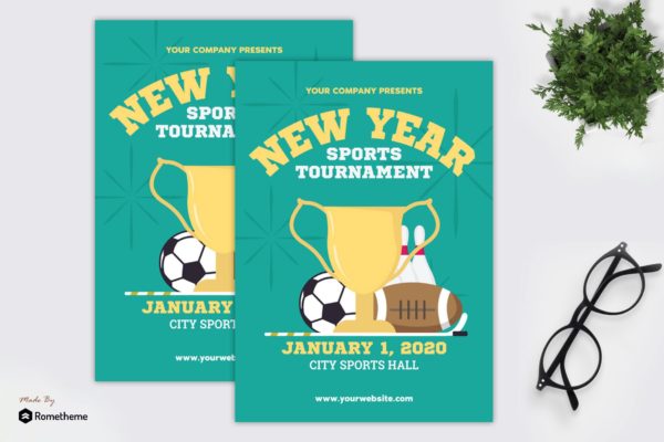 新年运动会活动海报传单素材库精选PSD模板 New Year Sports Tournament – Flyer GR