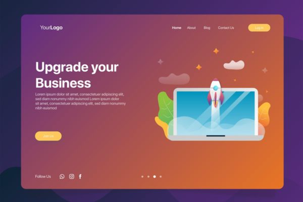服务升级/商业迭代概念插画Banner设计＆着陆页模板 Upgrade Business – Banner &amp; Landing Page