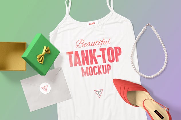 4款女性服装品牌设计展示场景样机 4 Women’s Tank Top Mockup Scenes插图(3)