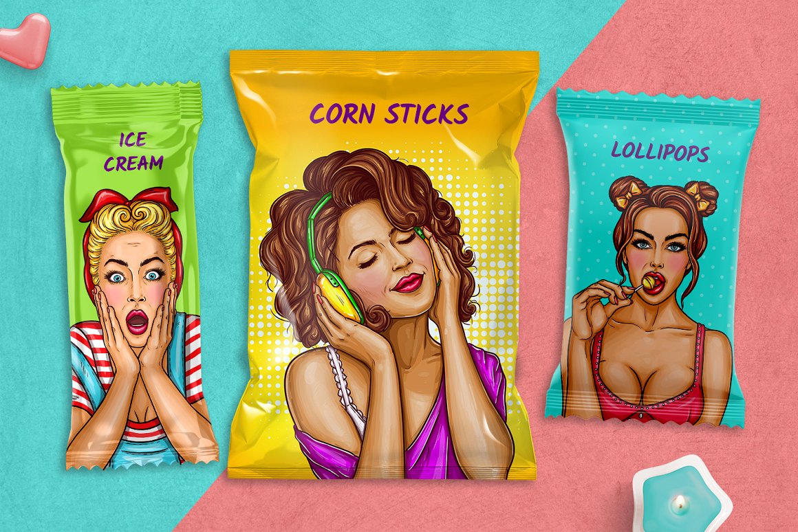 美式时尚女性产品包装插画插图 [Ai]插图(14)