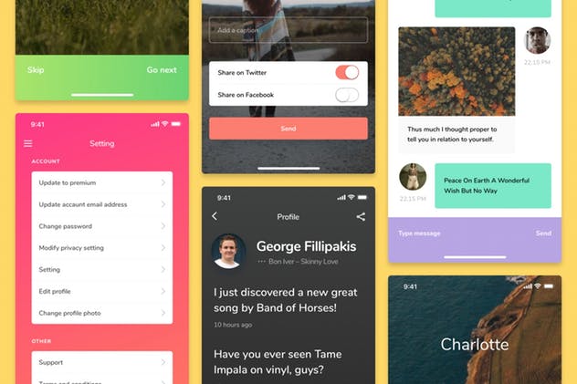 明亮和新鲜iOS UI工具包[PS&SKETCH] Charlotte iOS UI Kit插图(6)