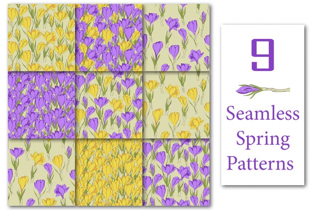 春天藏红花水彩插画设计素材 Crocus. Spring Flowers collection插图(3)