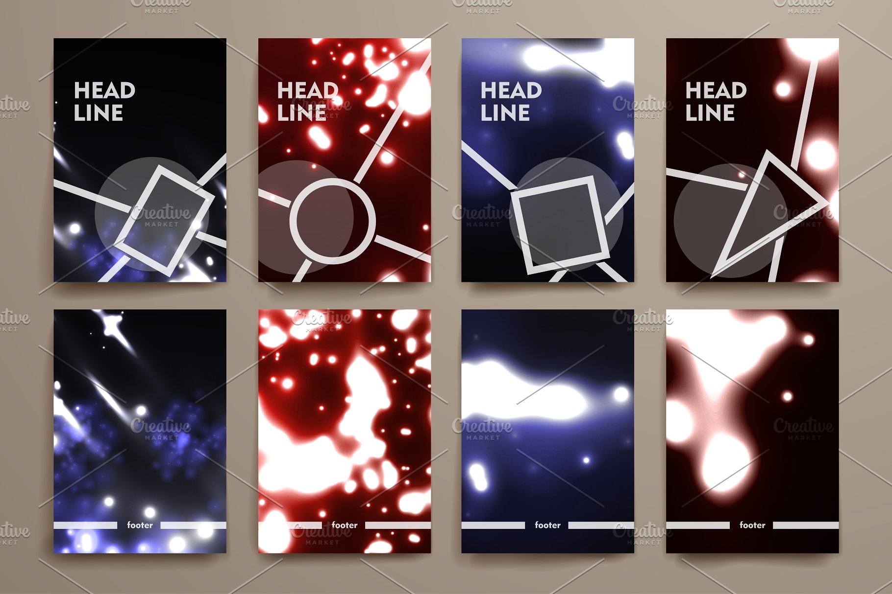 荧光斑驳光点背景画册模板 Set of Abstract Brochures插图(10)