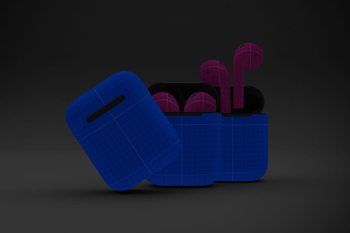 暗色背景AirPods无线耳机外观设计素材库精选样机v2 Dark AirPods Mockup V.2插图(11)