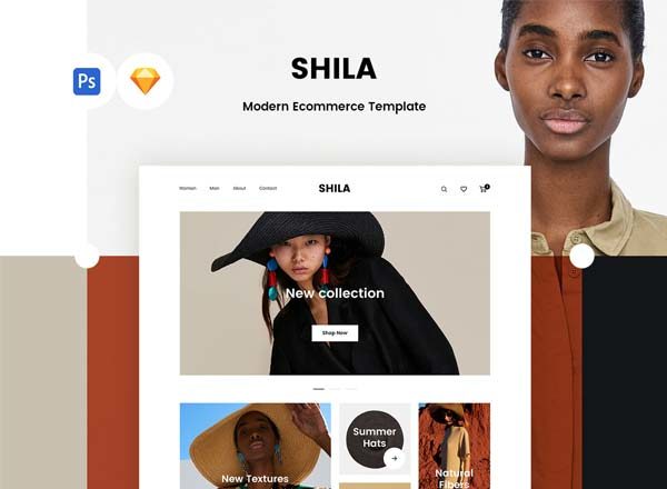 素材库下午茶：极简时尚的电商响应式网页模板下载[PSD,sketch]