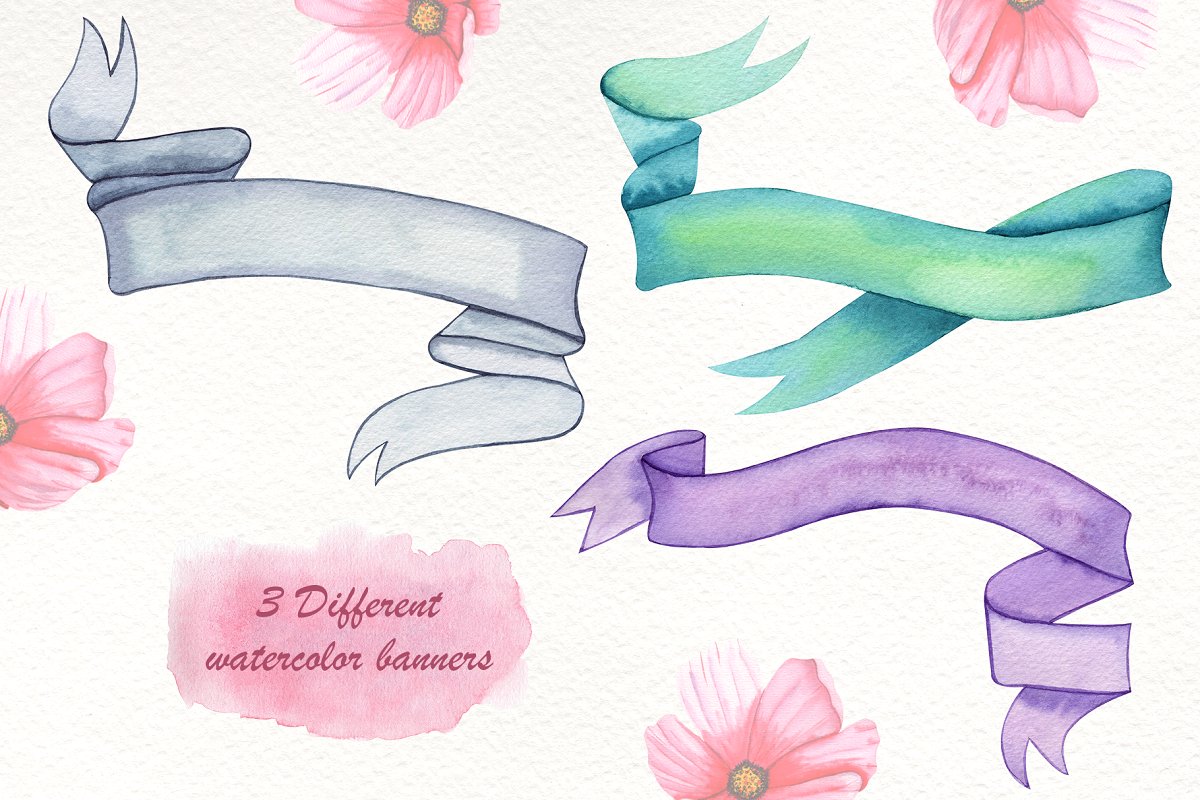 夏季花卉鸟儿水彩系列插画集插图(3)