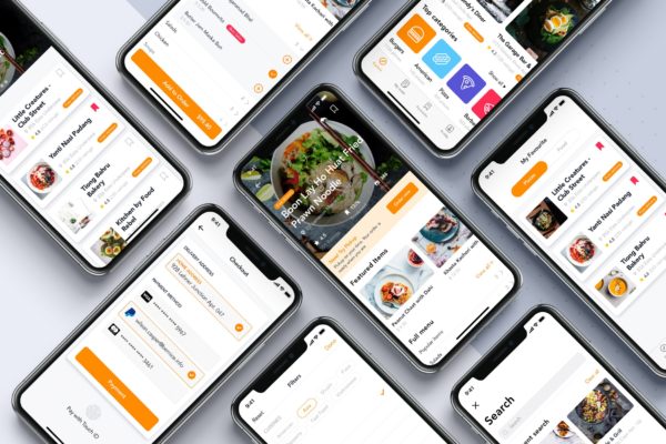网上订餐外卖APP应用界面设计UI套件 Food Order Mobile App UI Kit