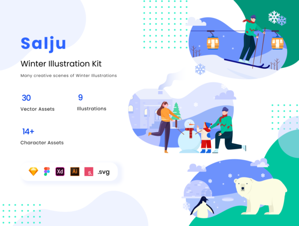 素材库下午茶：冬季主题矢量插画素材合集