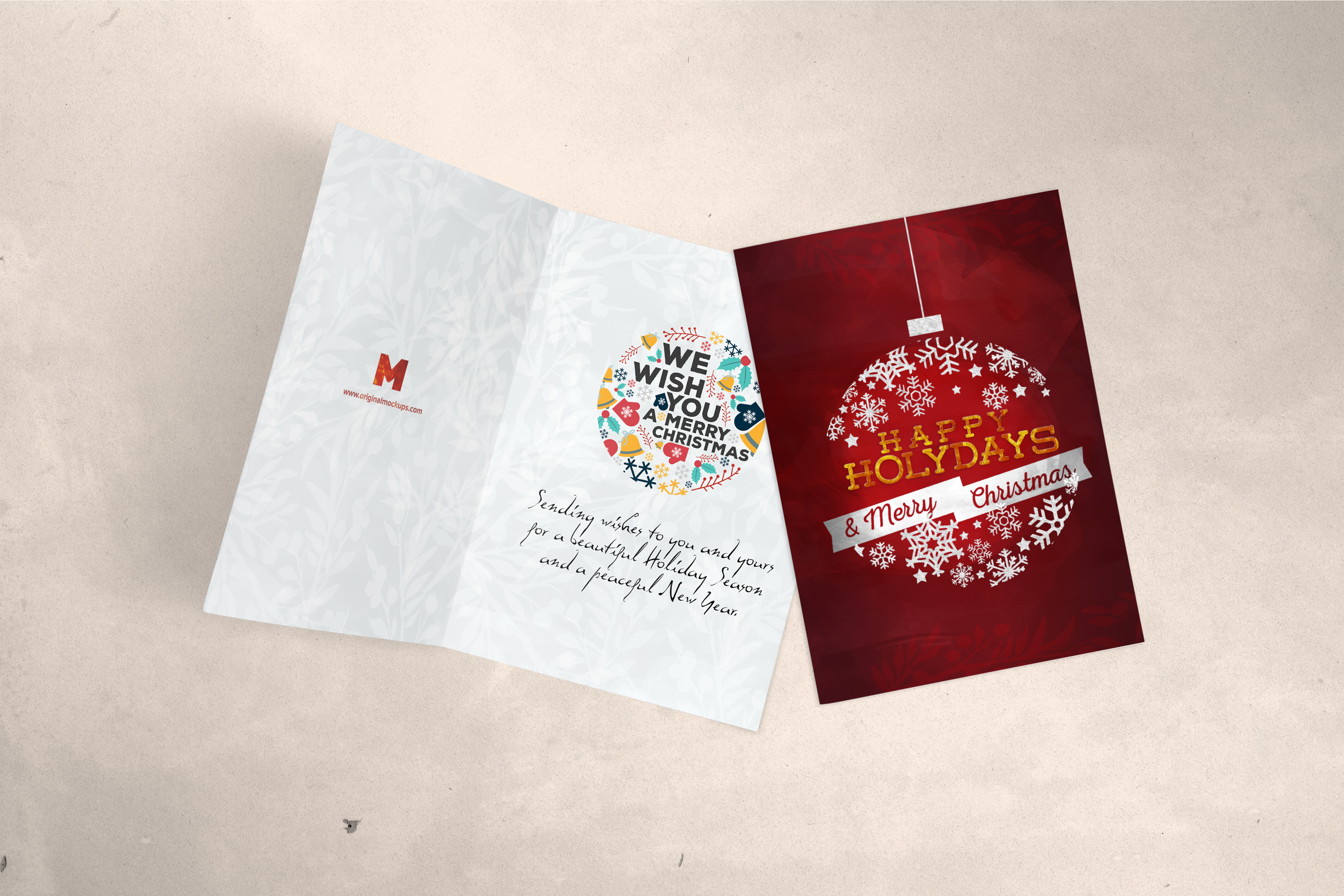 贺卡封面及内页排版设计图预览样机06 Greeting Card Mockup 06插图(1)