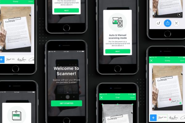 PDF扫描手机软件APP应用UI设计套件 PDF Scanner UI Kit for Sketch