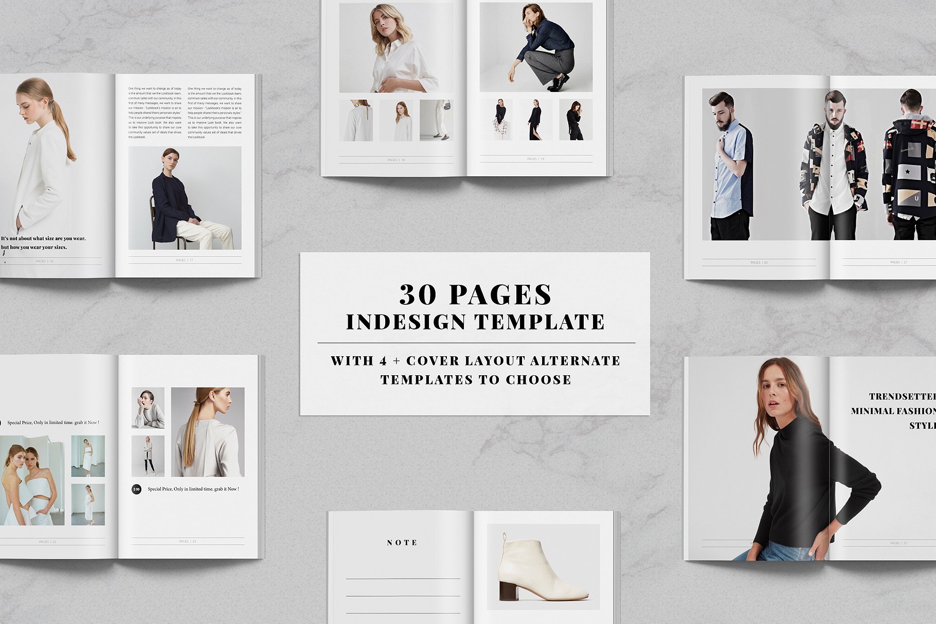 现代极简的服装导购杂志模板下载 BLANKS Minimal Lookbook/Magazines [indd]插图(4)