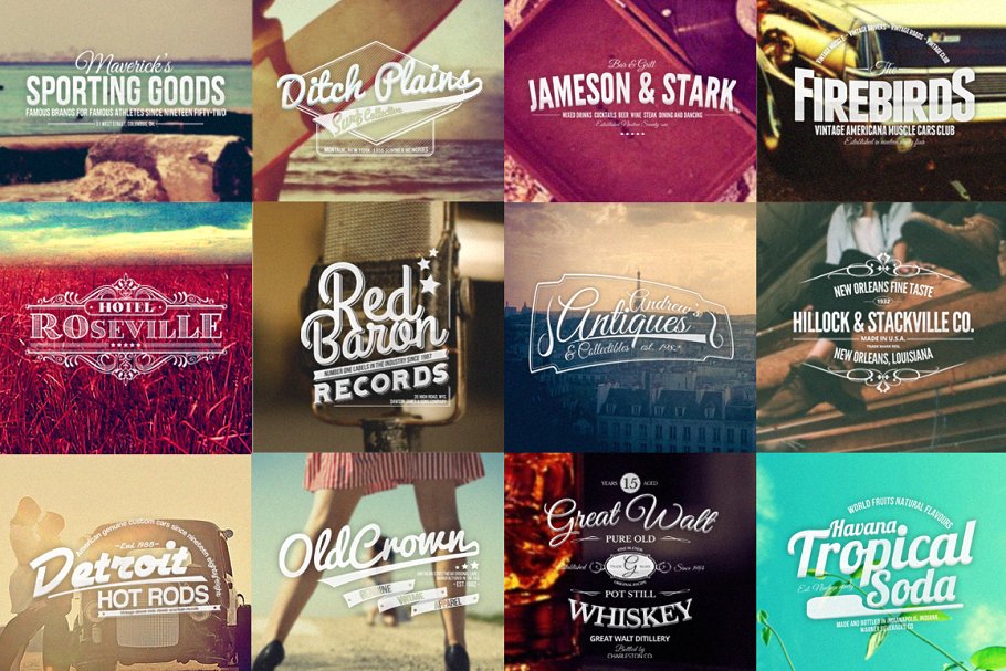 复古排版风格徽章＆签名模板 Vintage Badges, Insignias & Signs插图(1)