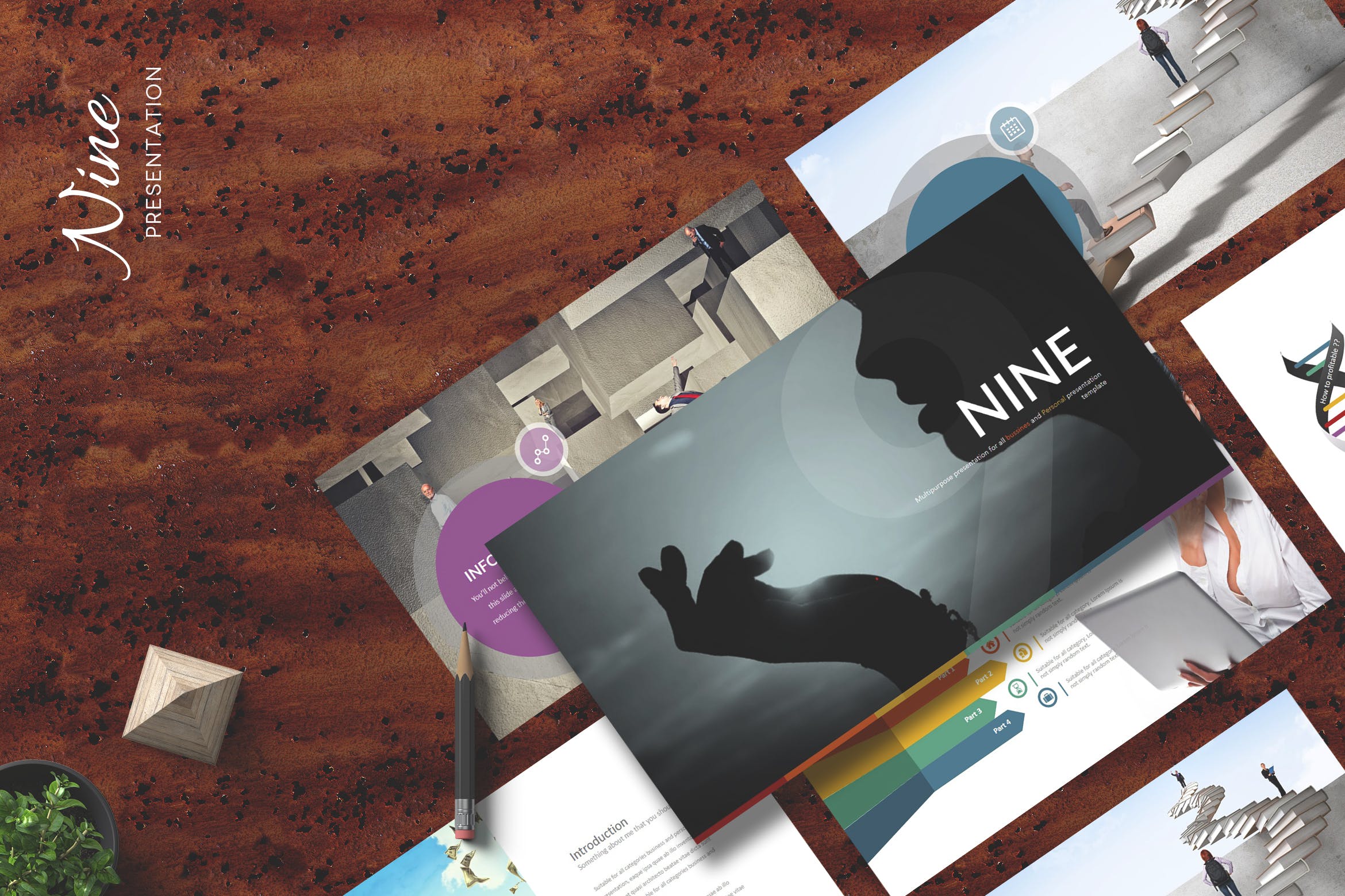 宽屏设计多行业适用解决方案PPT模板 Nine  – Powerpoint Template插图