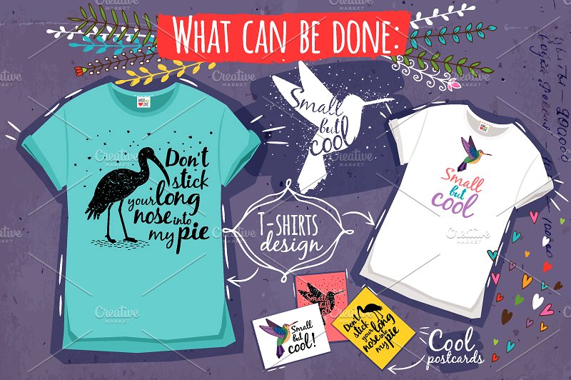 海量各种鸟手绘矢量素材 Big set of Different Birds插图(7)