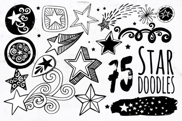 星星涂鸦图案剪贴画 Star PNG Vector, Star Doodle ClipArt