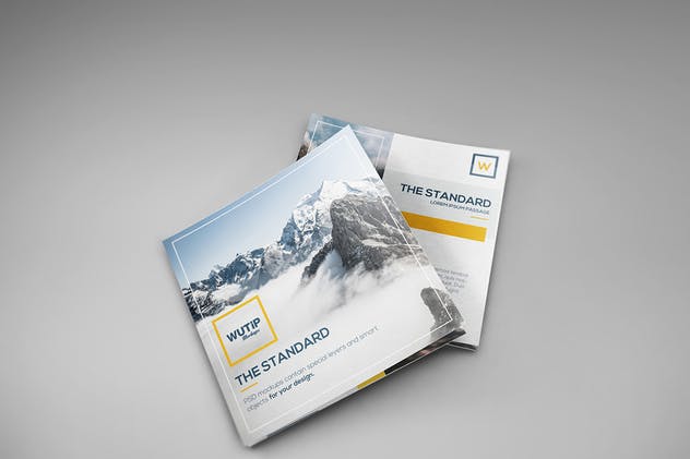 方形三折页宣传册机 Square Trifold Brochure Mockups插图(4)