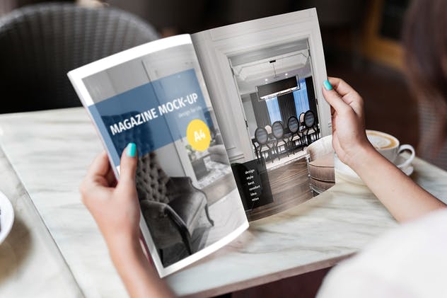 下午茶场景杂志样机模板 Magazine Mock-Up Glamour Edition插图(9)