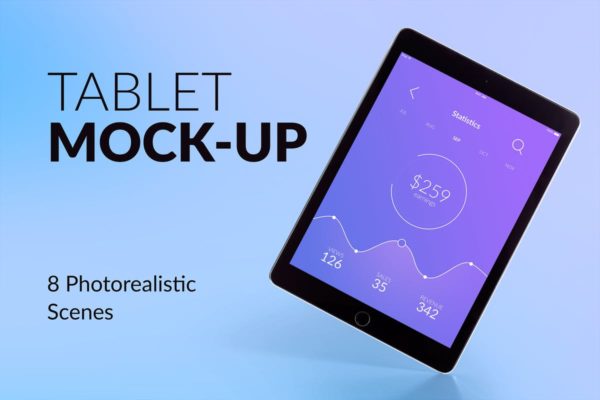 平板电脑APP&amp;网站设计演示样机模板 Isolated Tablet Mock-up