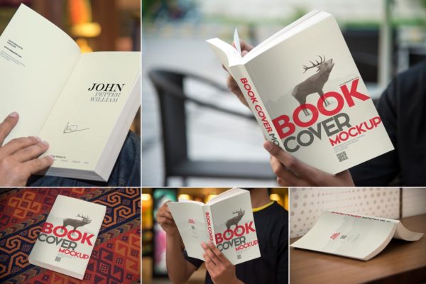 软皮书封面设计样机模板 Digest Size Book Mockups