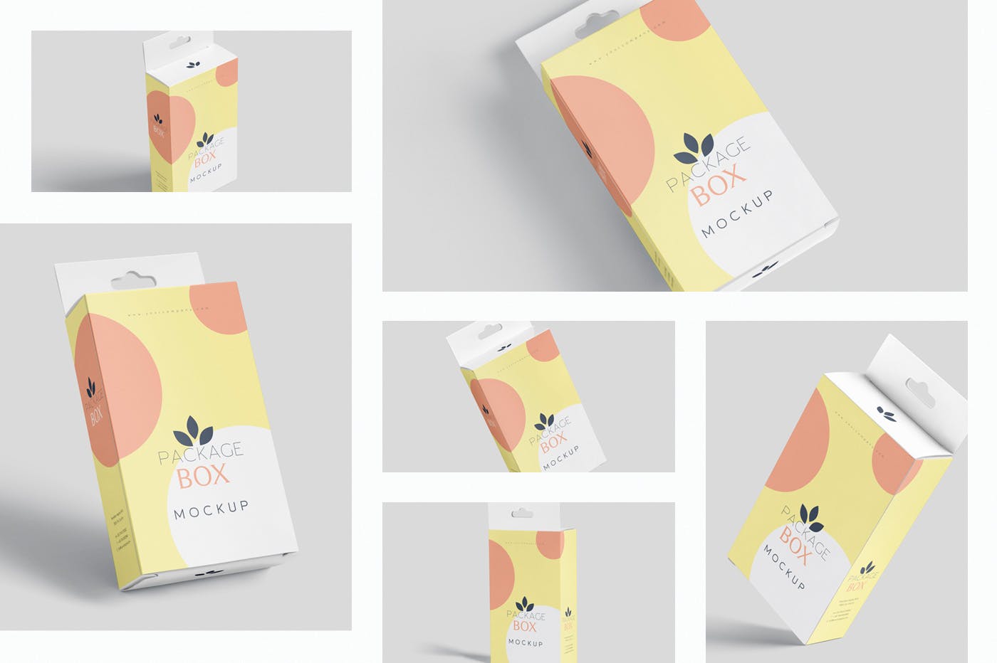 带挂耳设计扁平矩形产品包装盒效果图素材库精选 Package Box Mockup Set- Flat Rectangle with Hanger插图(1)