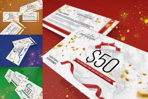 实物代金券/优惠券设计模板 Gift Cards