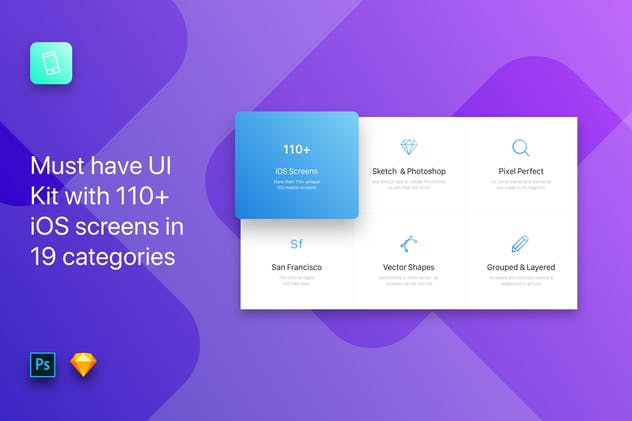 新闻社交/仪表盘/电商/音乐书籍多用途应用UI套件[附加应用介绍页UI] Flok – iOS UI Kit Template插图(1)