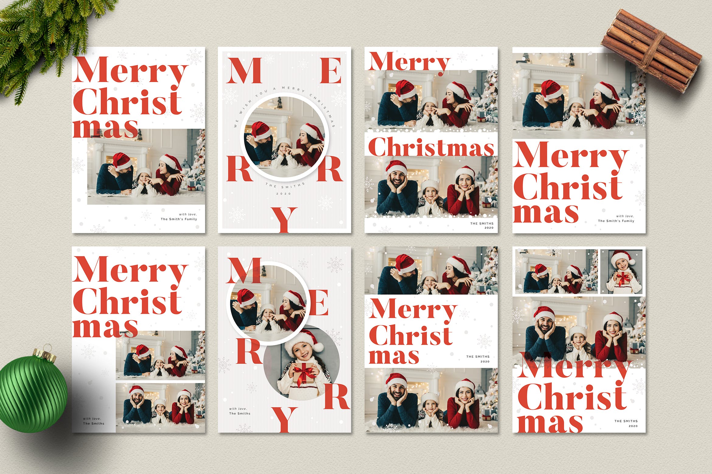 圣诞节照片贺卡设计模板集 Christmas Photo Card / Holiday Card插图