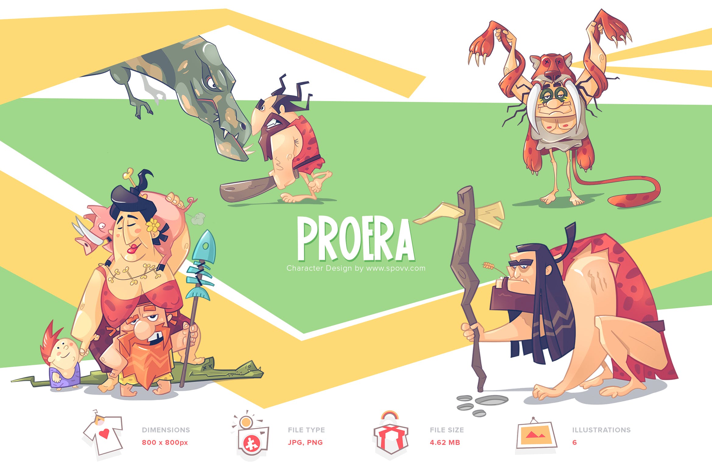 疯狂原始人卡通形象手绘矢量插画素材 Pro Era插图