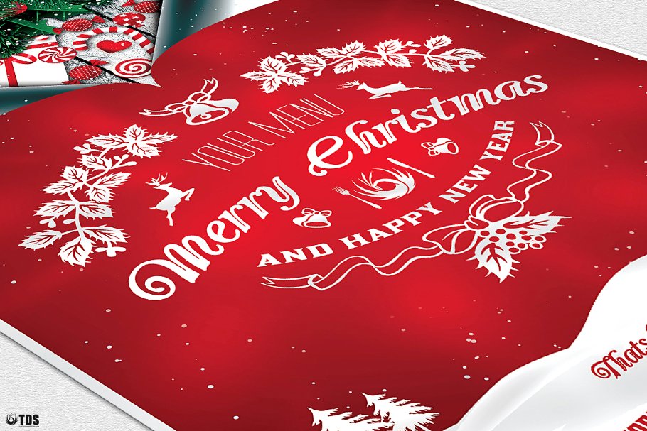 圣诞节主题菜单PSD模板V.6 Christmas Menu PSD V6插图(6)