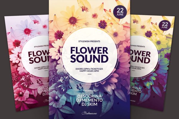繁花似锦音乐派对传单海报模板 Flower Sound Flyer Template