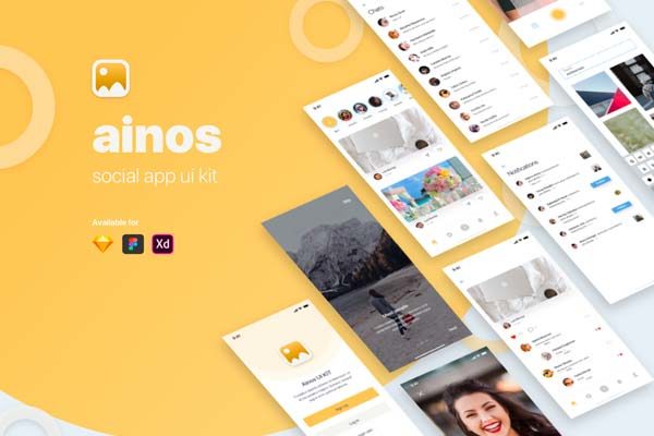 素材库下午茶：iOS规范下的社交APP UI KIT模板套装下载[Sketch,XD,Fig]