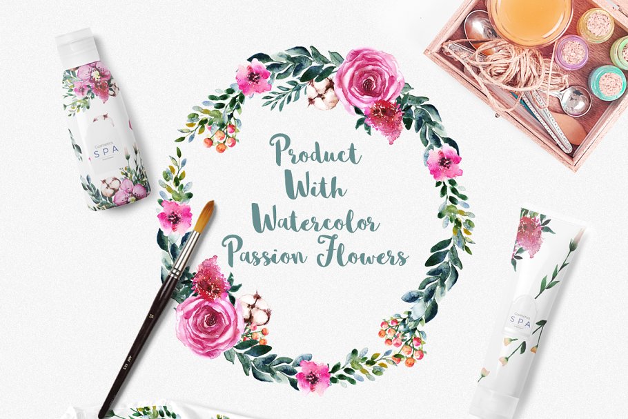 西番莲水彩剪贴画 Watercolor Passion Flowers插图(4)