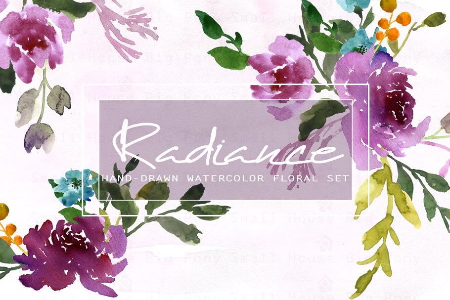 花卉水彩剪贴画 Radiance-Watercolor Clip Art插图(1)