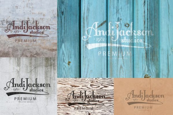 破旧复古老式Logo样机模板 Cracked Vintage Logo Mockups