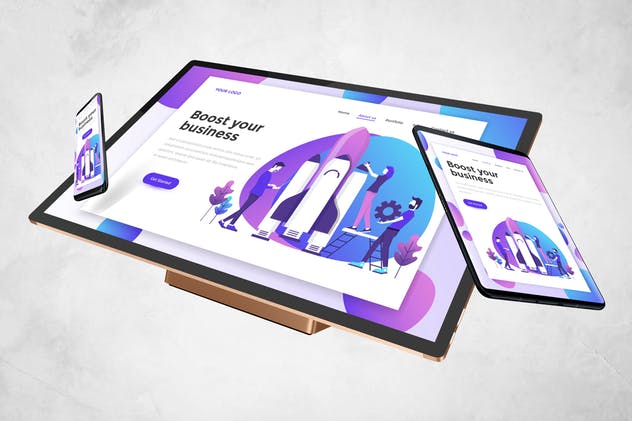 跨平台设计项目展示样机合集 Responsive Screens Mockup插图(4)