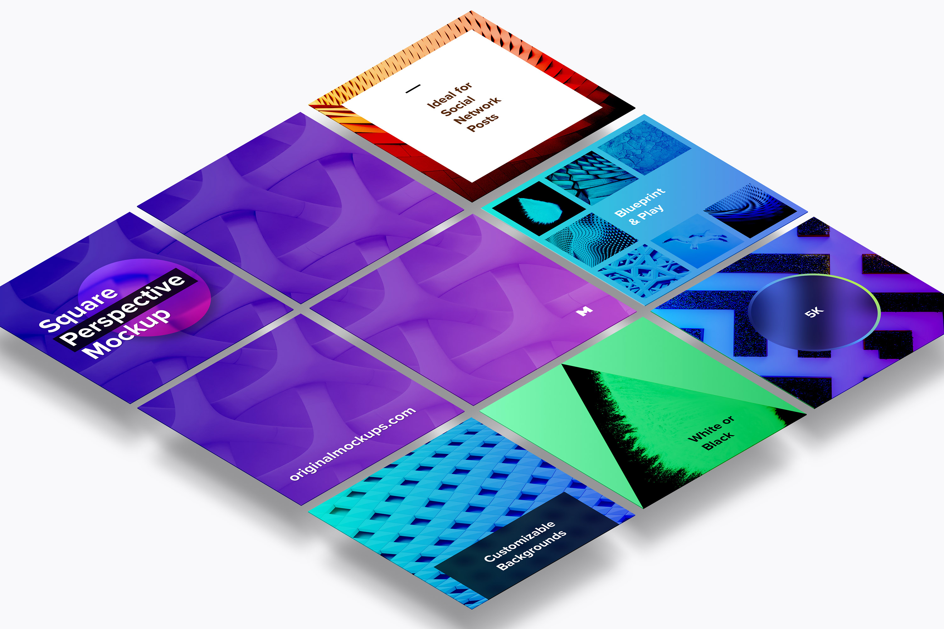 方形自媒体社交宣传设计效果图透视样机03 Square Perspective Mockup 03插图