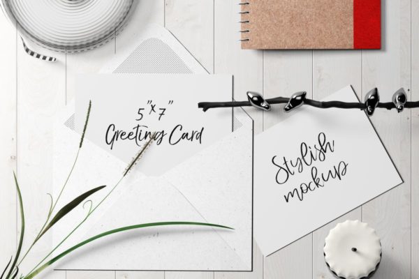 7×5贺卡/明信片样机套装2 7×5 Greeting Card / Postcard Mockup Set 2
