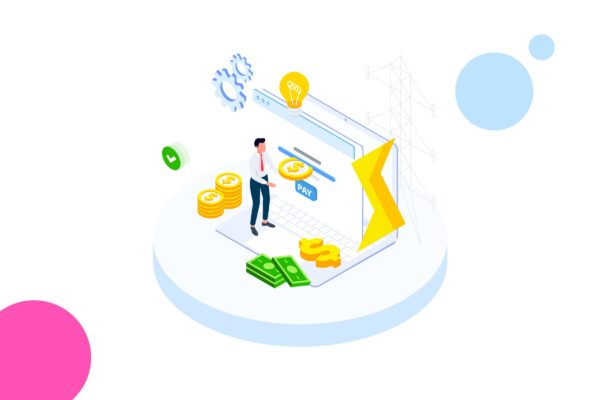 支付交易金融业务场景等距概念插画v3 Pay Money of Finance Isometric Illustration – FV